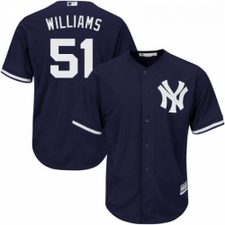 Youth Majestic New York Yankees 51 Bernie Williams Replica Navy Blue Alternate MLB Jersey