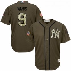 Youth Majestic New York Yankees 9 Roger Maris Replica Green Salute to Service MLB Jersey