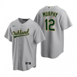 Men Oakland Athletics 12 Sean Murphy Grey Cool Base Stitched Jersey