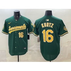 Men Oakland Athletics  16 Nick Kurtz 2026 Green Alternate Sacramento Celebrating 125 Years Vapor Limited Stitched Baseball Jersey