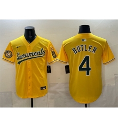 Men Oakland Athletics  4 Lawrence Butler 2026 Yellow Alternate Sacramento Celebrating 125 Years Vapor Limited Stitched Baseball Jersey
