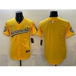 Men Oakland Athletics Blank 2026 Yellow Alternate Sacramento Celebrating 125 Years Vapor Limited Stitched Baseball Jersey