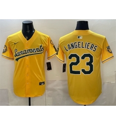 Men Oakland Athletics  Shea Langeliers 2026 Yellow Alternate Sacramento Celebrating 125 Years Vapor Limited Stitched Baseball Jersey