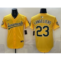 Men Oakland Athletics  Shea Langeliers 2026 Yellow Alternate Sacramento Celebrating 125 Years Vapor Limited Stitched Baseball Jersey