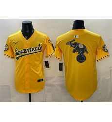 Men Oakland Athletics Team Big Logo 2026 Yellow Alternate Sacramento Celebrating 125 Years Vapor Limited Stitched Baseball Jersey