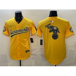 Men Oakland Athletics Team Big Logo 2026 Yellow Alternate Sacramento Celebrating 125 Years Vapor Limited Stitched Baseball Jersey