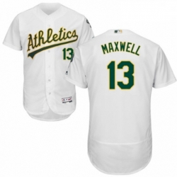 Mens Majestic Oakland Athletics 13 Bruce Maxwell White Home Flex Base Authentic Collection MLB Jersey