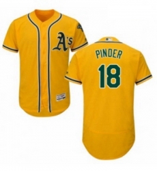 Mens Majestic Oakland Athletics 18 Chad Pinder Gold Alternate Flex Base Authentic Collection MLB Jersey