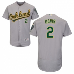 Mens Majestic Oakland Athletics 2 Khris Davis Grey Flexbase Authentic Collection MLB Jersey