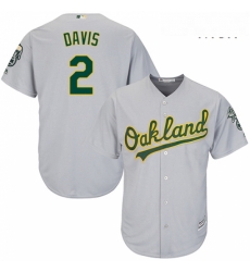 Mens Majestic Oakland Athletics 2 Khris Davis Replica Grey Road Cool Base MLB Jersey 