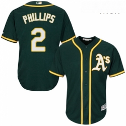 Mens Majestic Oakland Athletics 2 Tony Phillips Replica Green Alternate 1 Cool Base MLB Jersey