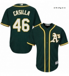 Mens Majestic Oakland Athletics 46 Santiago Casilla Replica Green Alternate 1 Cool Base MLB Jersey