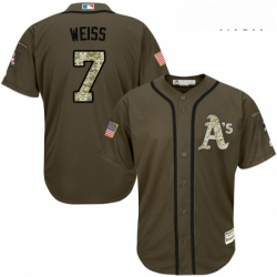 Mens Majestic Oakland Athletics 7 Walt Weiss Authentic Green Salute to Service MLB Jersey