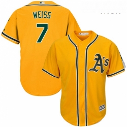 Mens Majestic Oakland Athletics 7 Walt Weiss Replica Gold Alternate 2 Cool Base MLB Jersey