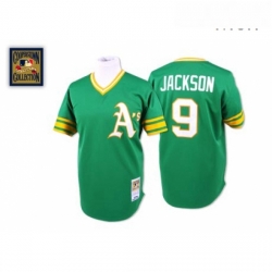 Mens Mitchell and Ness Oakland Athletics 9 Reggie Jackson Replica Green Throwback MLB Jersey