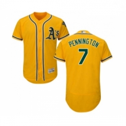 Mens Oakland Athletics 7 Cliff Pennington Gold Alternate Flex Base Authentic Collection Baseball Jersey