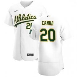 Oakland Athletics 20 Mark Canha Men Nike White Home 2020 Authentic Player MLB Jersey