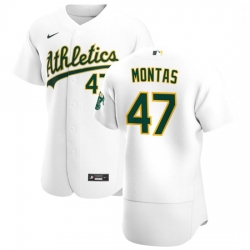 Oakland Athletics 47 Frankie Montas Men Nike White Home 2020 Authentic Player MLB Jersey