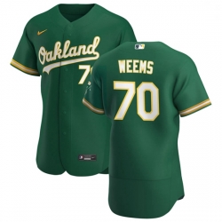 Oakland Athletics 70 Jordan Weems Men Nike Kelly Green Alternate 2020 Authentic Player MLB Jersey