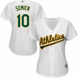 Womens Majestic Oakland Athletics 10 Marcus Semien Authentic White Home Cool Base MLB Jersey