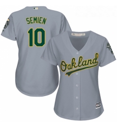 Womens Majestic Oakland Athletics 10 Marcus Semien Replica Grey Road Cool Base MLB Jersey