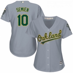 Womens Majestic Oakland Athletics 10 Marcus Semien Replica Grey Road Cool Base MLB Jersey