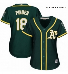 Womens Majestic Oakland Athletics 18 Chad Pinder Replica Green Alternate 1 Cool Base MLB Jersey 