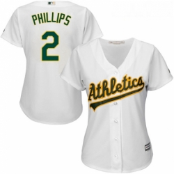 Womens Majestic Oakland Athletics 2 Tony Phillips Replica White Home Cool Base MLB Jersey