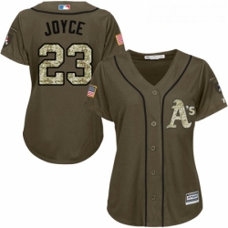 Womens Majestic Oakland Athletics 23 Matt Joyce Replica Green Salute to Service MLB Jersey