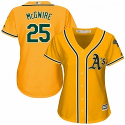 Womens Majestic Oakland Athletics 25 Mark McGwire Authentic Gold Alternate 2 Cool Base MLB Jersey