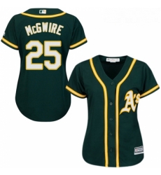 Womens Majestic Oakland Athletics 25 Mark McGwire Replica Green Alternate 1 Cool Base MLB Jersey