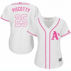 Womens Majestic Oakland Athletics 25 Stephen Piscotty Replica White Fashion Cool Base MLB Jersey 