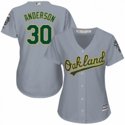 Womens Majestic Oakland Athletics 30 Brett Anderson Authentic Grey Road Cool Base MLB Jersey 