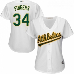 Womens Majestic Oakland Athletics 34 Rollie Fingers Authentic White Home Cool Base MLB Jersey