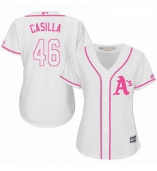 Womens Majestic Oakland Athletics 46 Santiago Casilla Replica White Fashion Cool Base MLB Jersey