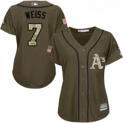 Womens Majestic Oakland Athletics 7 Walt Weiss Replica Green Salute to Service MLB Jersey