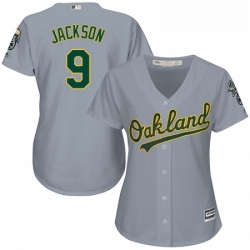 Womens Majestic Oakland Athletics 9 Reggie Jackson Replica Grey Road Cool Base MLB Jersey