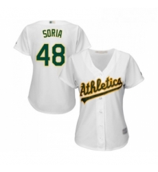 Womens Oakland Athletics 48 Joakim Soria Replica White Home Cool Base Baseball Jersey 