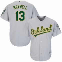 Youth Majestic Oakland Athletics 13 Bruce Maxwell Replica Grey Road Cool Base MLB Jersey 