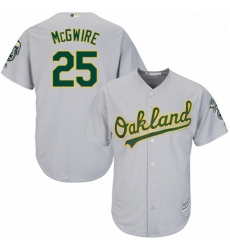 Youth Majestic Oakland Athletics 25 Mark McGwire Replica Grey Road Cool Base MLB Jersey