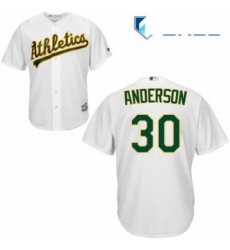 Youth Majestic Oakland Athletics 30 Brett Anderson Authentic White Home Cool Base MLB Jersey 