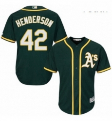 Youth Majestic Oakland Athletics 42 Dave Henderson Authentic Green Alternate 1 Cool Base MLB Jersey