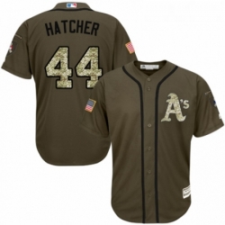 Youth Majestic Oakland Athletics 44 Chris Hatcher Authentic Green Salute to Service MLB Jersey 