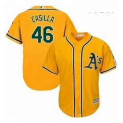 Youth Majestic Oakland Athletics 46 Santiago Casilla Replica Gold Alternate 2 Cool Base MLB Jersey