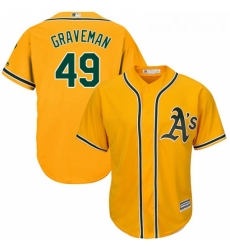 Youth Majestic Oakland Athletics 49 Kendall Graveman Replica Gold Alternate 2 Cool Base MLB Jersey 