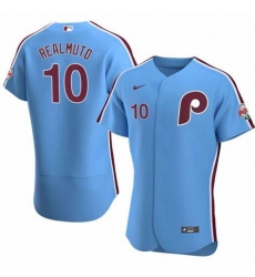 Men Philadelphia Phillies 10 J T Realmuto Blue Stitched Baseball Jersey