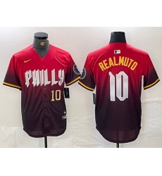 Men Philadelphia Phillies 10 J T  Realmuto Red 2024 City Connect Limited Stitched Jersey 4