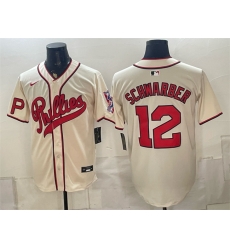 Men Philadelphia Phillies  12 Kyle Schwarber Cream 2026 Field of Dreams Stadium Stitched Baseball Jersey