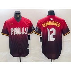 Men Philadelphia Phillies 12 Kyle Schwarber Red 2024 City Connect Limited Stitched Jersey