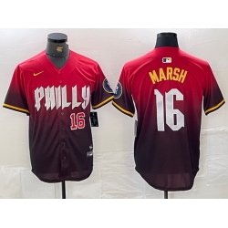 Men Philadelphia Phillies 16 Brandon Marsh Red 2024 City Connect Limited Stitched Jersey 2